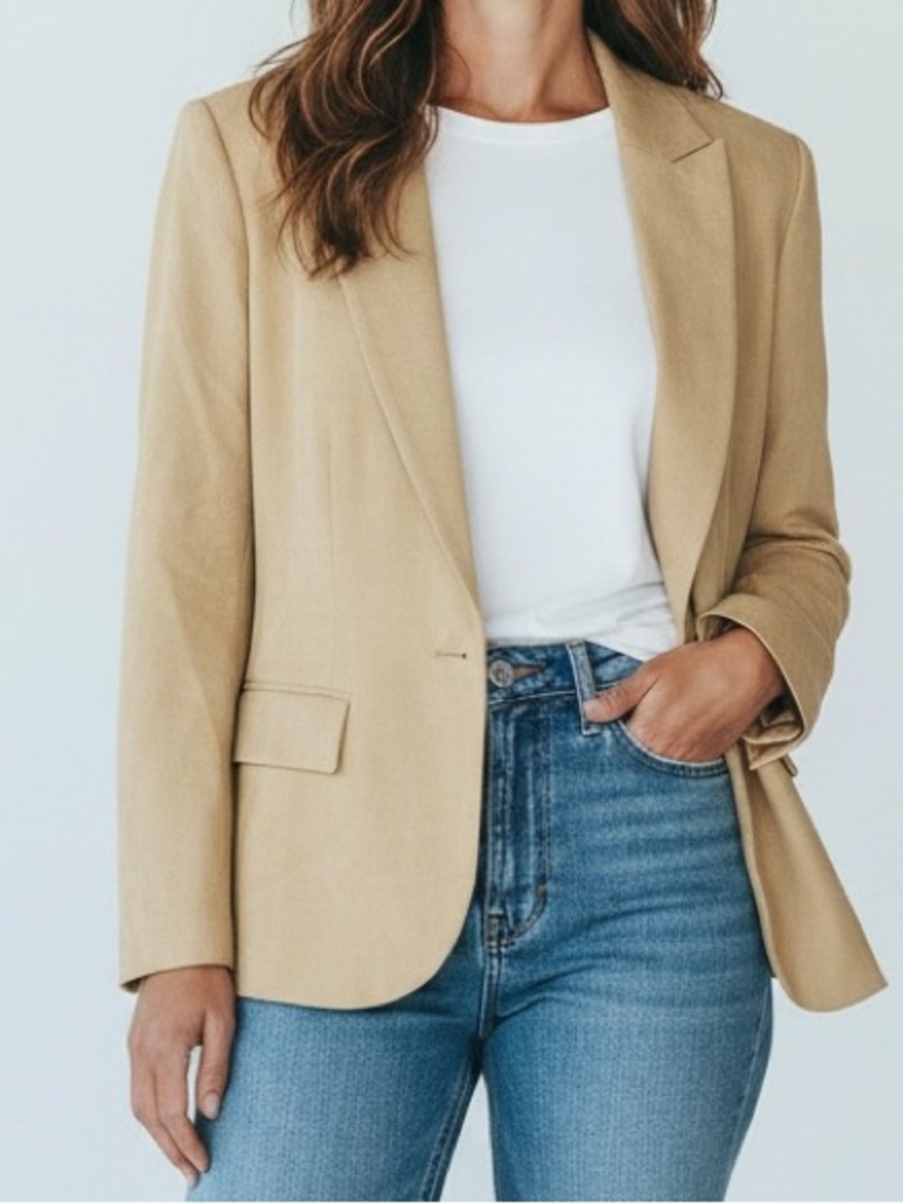 Ann Taylor Factory | Crosshatch 1 Button Blazer in Shortbread | 2 New with Tags